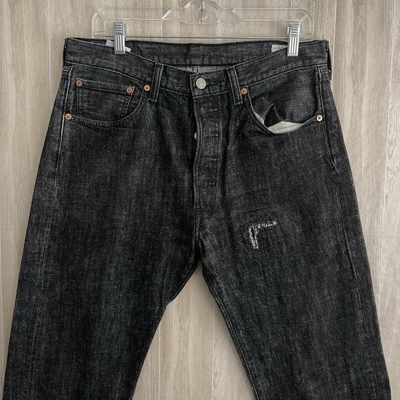 Levi’s 501 Jeans White Oak Cone Denim Men’s Size 34x32 (34x29)Button Fly Patched - Picture 4 of 14